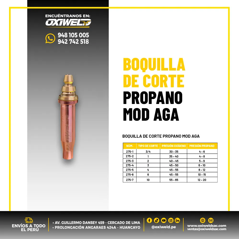 BOQUILLA DE CORTE PROPANO MOD AGA