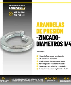 ARANDELAS DE PRESIÓN - ZINCADO - DIAMETROS 1/4