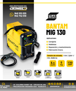 Soldadora ESAB Bantam MIG 130 | Inverter Sin Gas y Electrodo 130A