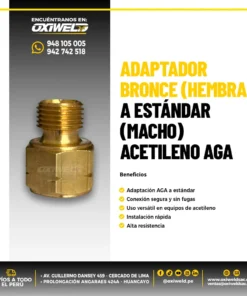 ADAPTADOR BRONCE AGA (HEMBRA) A ESTANDAR (MACHO) ACETILENO